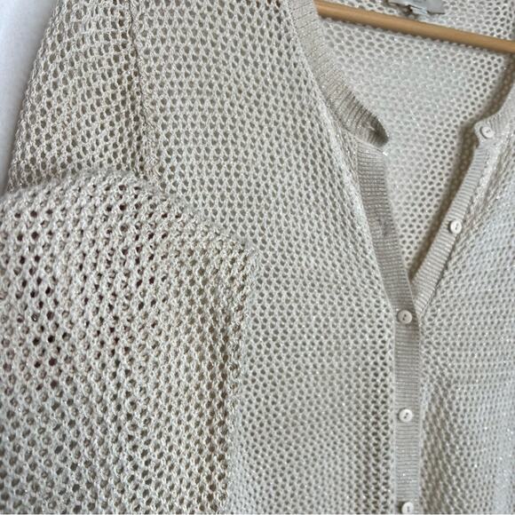 LOFT Cream Metallic Knit Cardigan - Picture 6 of 7